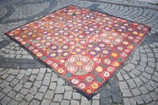 Vintage Uzbek Suzani Cover 7 x 8 ft Rare Silk Embroidered Wall Hangings Suzani