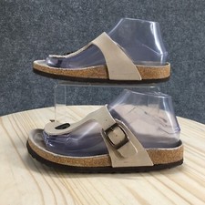 Cushionaire Sandals Womens 7M Leah Thong Cork Beige Toe-Post Comfort Casual Flat