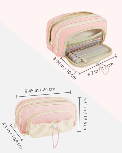 5-Layer Pencil Case Large Capacity Pen Case with Drawstring Durable Stylish Bag - Picture 6 of 10