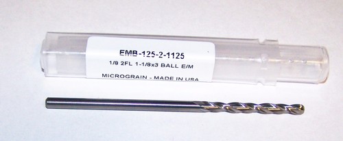 1/8" (.1250") CARBIDE END MILL 2 FLUTE BALL END LONG FLUTE 1.125" EMB-125-2-1125 - Picture 5 of 5