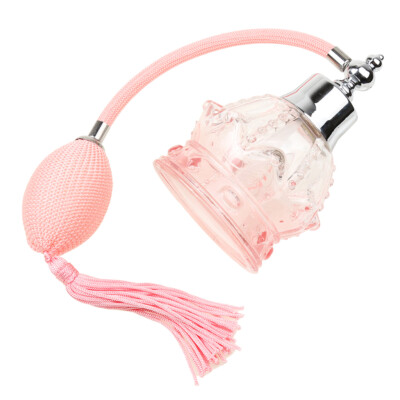 Glas Parfüm Zerstäuber Flasche mit rosa Pumpspray & Quaste nachfüllbar Geschenke