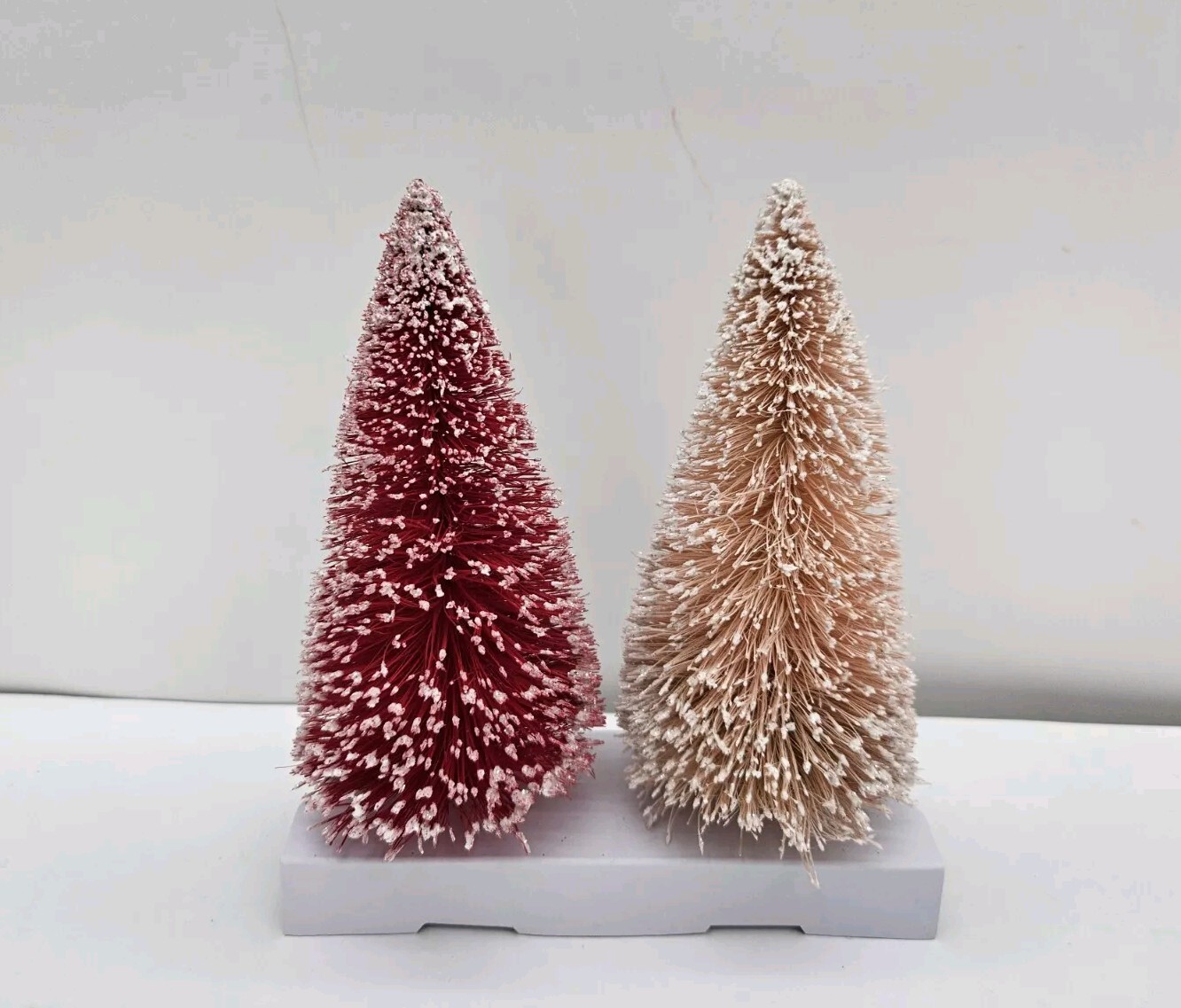 Bottle Brush Trees Pink Red Sisal Tree Pair Christmas Decor