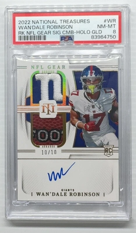 Wan'Dale Robinson Panini National Treasures Rookie NFL Gear Signature Combos #WR Holo Gold