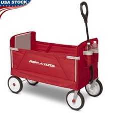 3-in-1 EZ Fold Wagon Padded Seats Safety Belts Quiet Ride Tires Kids Wagon New