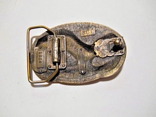 VINTAGE 1988 3-D AMERICAN EAGLE COLORED SOLID BRASS METAL BELT BUCKLE - Picture 12 of 13