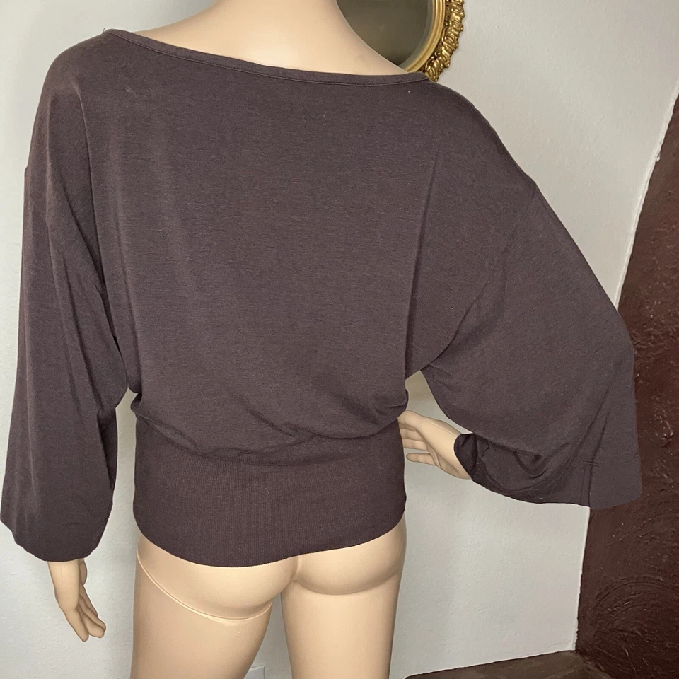Lucy Knit Top Size Large Brown 3/4 Sleeve Organic Cotton Bamboo Stretch - Image 4 of 4