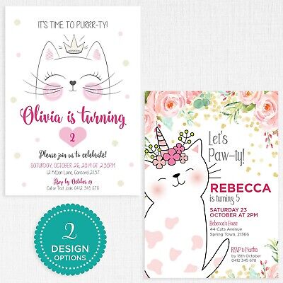 printable cat party invite kitty birthday invitation kitten party theme jpeg ebay kitty party invitation