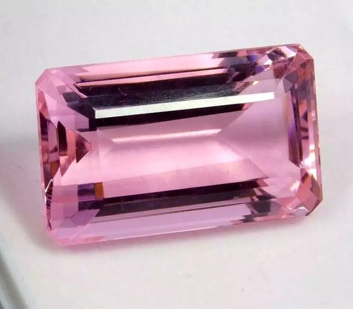 Certified Natural Brazilian 96.45 Ct Pink Emerald Cut Topaz Loose Gemstone - Picture 3 of 6