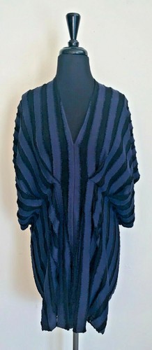 ZERO MARIA CORNEJO Black Blue Furry Stripe Pintuck Lena Tunic Mini Dress 2 = XS - 第 1/8 張圖片
