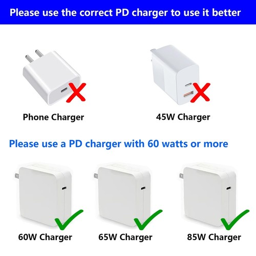 USB-C to Magnetic T-tip Charging Cable, OUGIC 6ft PD Type-C to Magnetic 2 THead - Picture 5 of 11
