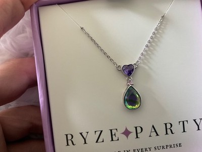 Ryze Women s Sterling Silver Necklace Afterglow AB Princess Pink Violette Heart