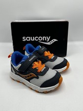 Kids Saucony Ride Jr Sneaker Shoes Size 5M NAVY/GREY/PEEL