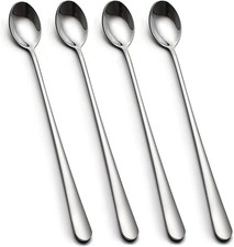 IQCWOOD Long Handle Ice Tea Spoons, 9-Inch Coffee Ice Cream Stainless Steel Cock