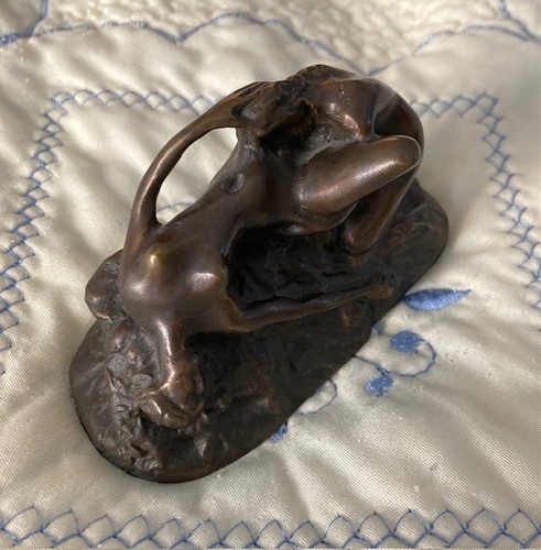 J M Lambeaux Bronzeskulptur zweier Frauen - Erotik Figur - signiert - Bild 2 von 9