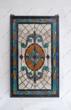 18" X 30" Handcrafted Hanging Stained Glass Window Panel HFtmm49