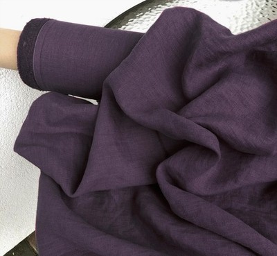 Plum Grape Soft Linen Fabric By The Yard Natural Sewing Material Clothing 58'' W