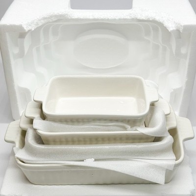 MALACASA Casserole Dishes for Oven,Porcelain Baking Dishes, 4pc Ceramic Bakeware