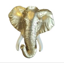 AJC  vintage Gold Tone Elephant Head Metal Brooch Pin Collectible Animal Jewelry