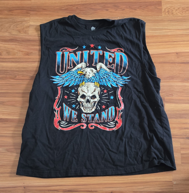 Celebrate! Men's XXL Black Sleeveless Graphic Knit Crew Neck T-Shirt Patriotic