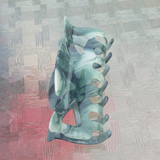 Green Gray Marbled Hair Claw Clip With Teeth 4.5 in Plastic Women