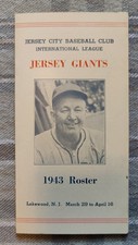 1943 Jersey City Giants Original Baseball Roster Lakewood NJ Gabby Hartnett