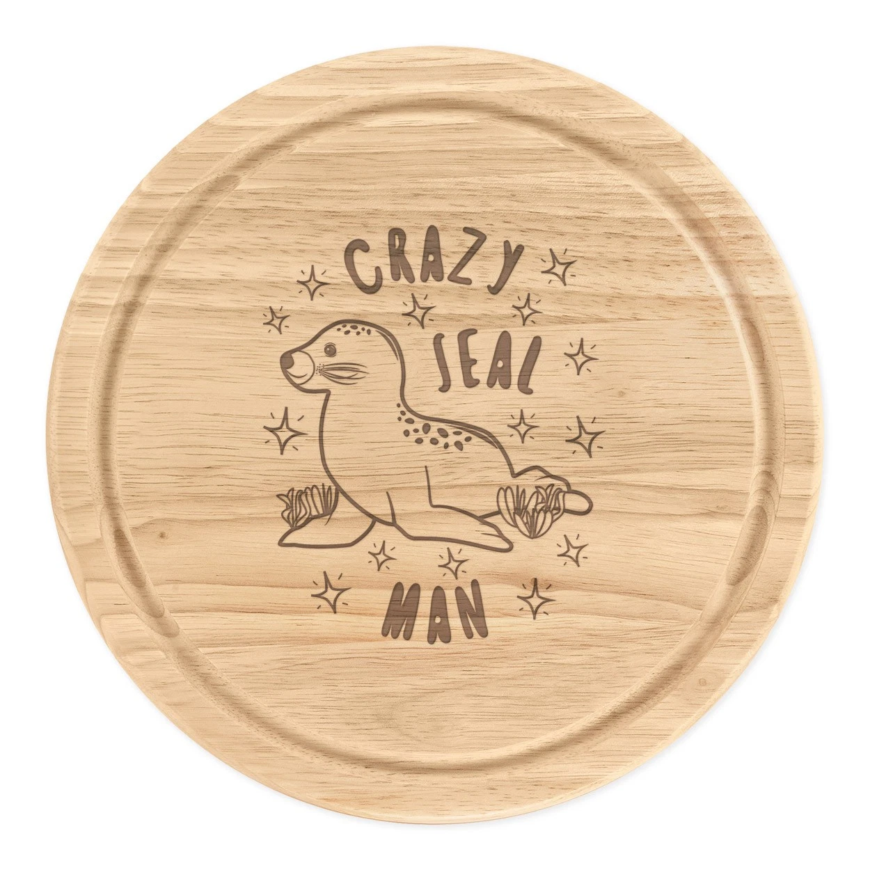 Crazy Seal Man Stars Round Chopping Cheese Board Funny Animal