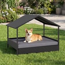 Outdoor Indoor with Canopy Wicker Dog House