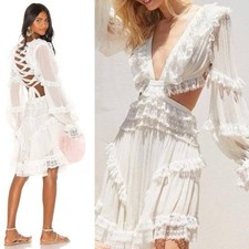 ZIMMERMANN Dress 🕊️ Size 1 / AU 10 / US 6 RARE SURAYA Lace Chiffon Lace Cut Out