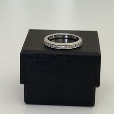 925 Sterling Silver Clear CZ Half Eternity Vintage Thin Band Ring Size 7