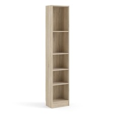 Basic Tall Narrow Oak Bookcase New