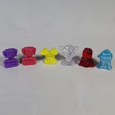 Lot of 6 Vintage Gogo's Crazy Bones Figures Clear Translucent Colors Red Pink