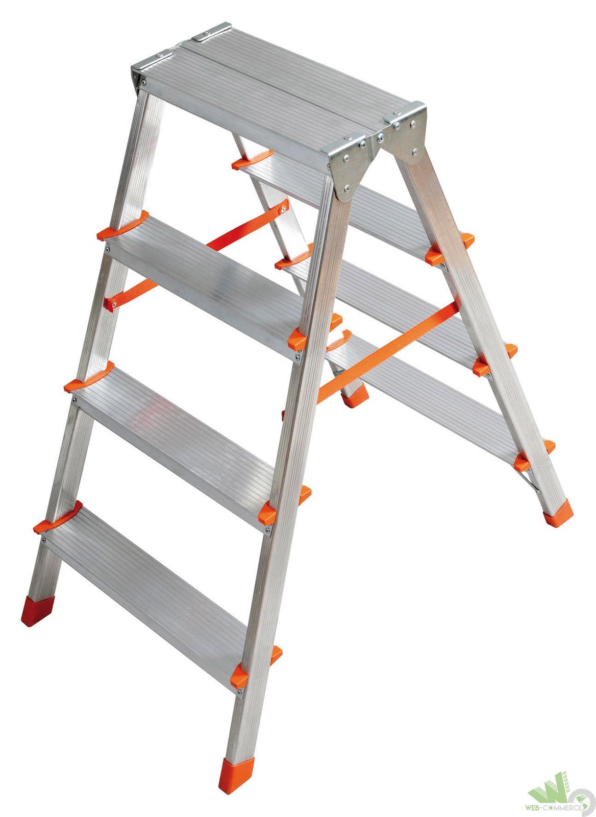 SCALA SCALETTA SGABELLO ALLUMINIO DOPPIA SALITA FORBICE 4 GRADINI 84 CM