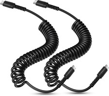 Coiled USB C Cable for Car 6FT, 2-Pack Retractable USB C Cable Retractable