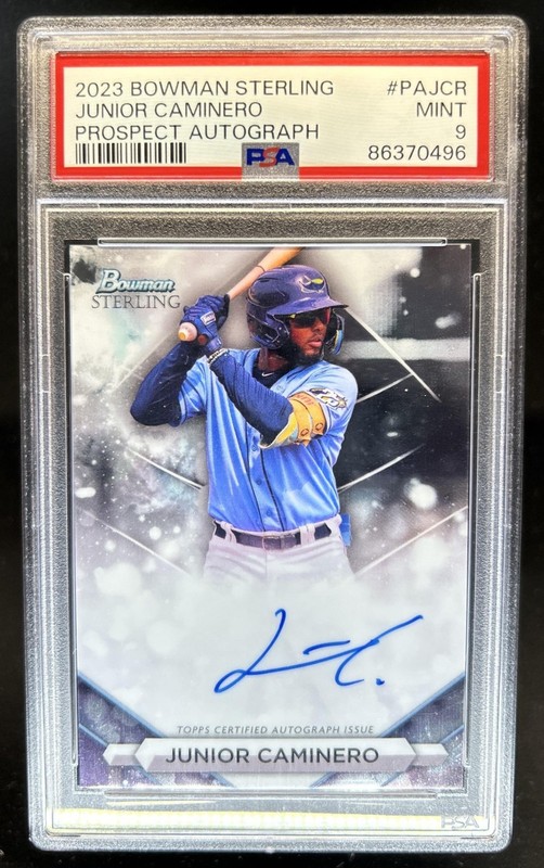 2023 Bowman Sterling Junior Caminero Prospect Auto Autograph #PA-JCR Rays PSA 9