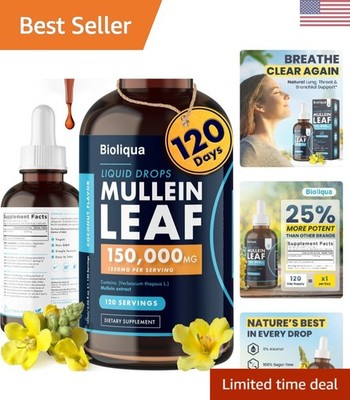 Natural Coconut Flavored Mullein Drops   150,000mg for Lung Health, 120 Servings