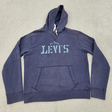 Levis Hoodie Mens Large Blue No 1853 Graphic Pullover Pockets