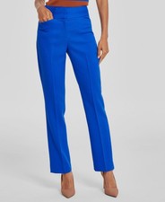 Tahari ASL Women's Blue Mid-Rise Flare-Leg Dress Pants Size 8