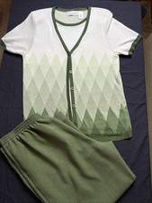 Alfred Dunner 2 Piece Set Blouse  Pant Suit Set Womens Medium Elastic Waist 14P