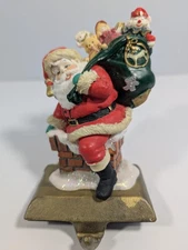 Vintage 1994 Santa Cast Iron Stocking Holder Mantel Hook Christmas Fabri Centers