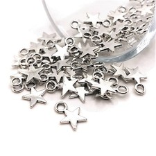 Small Antiqued Silver Star Charms, 8x11mm - US Seller