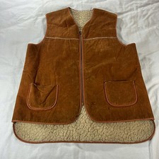 Vintage Faux Suede Vest Synthetic Sherpa Lining Shanhouse 70s 80s Western
