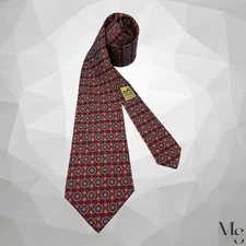 HERMES PARIS 7793 FA Red Orange Ship Reel Print Silk Tie France 58”- 3.6" EX CD