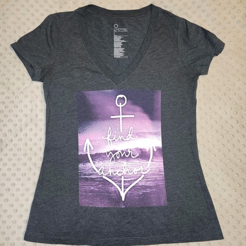 Empyre Find Your Anchor grau lila heiß sexy Matrose Zen SS Shirt Grafik Large L