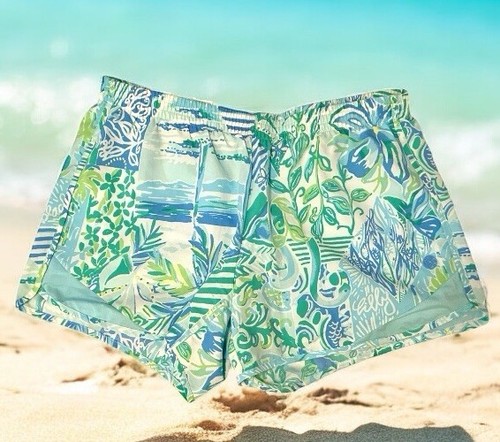 Lilly Pulitzer Ocean Trail Shorts Gr. Small S blau Strand Happy gefüttert luxuriös - Bild 1 von 6