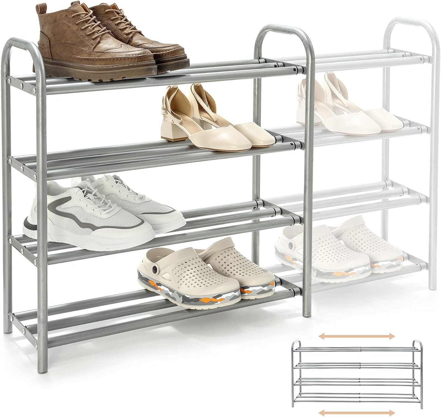 Scarpiera Metallo 4 Livelli Regolabile - Organizer Scarpe Robusto 20 Paia