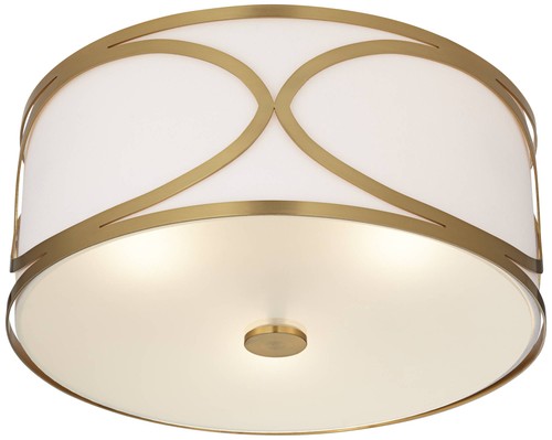 Possini Euro Whinn 15" Wide Warm Brass Drum Ceiling Light - Picture 7 of 8