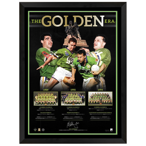 Canberra Raiders Mal Meninga Signed The Golden Era Print Framed - Picture 1 of 1
