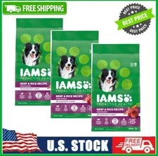 3 Bag Iams Proactive Health Beef And Rice Flavor Dry Dog Food, 7 Lb Bag