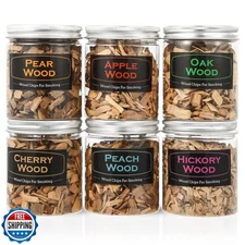 DGYJJZ 6Pack Natural Wood Chips for Smoker Grill and Smoking Gun,
