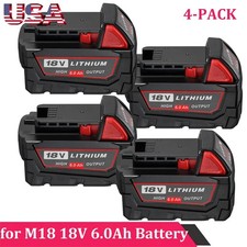 4-PACK 18V 6.0AH Battery For Milwaukee for M18 18V Extended Capacity 48-11-1840